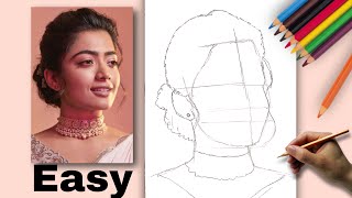 Portrait Drawing Tutorial | Rashmika Mandanna Drawing | Rashmika Mandanna | Drawing