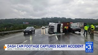 Overturned vehicle on I-24 results in heavy traffic buildup