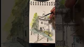 The Oldest Inn #acrylic #painting  #art #artist #shorts #ytshorts #architecture #howto #drawing #how
