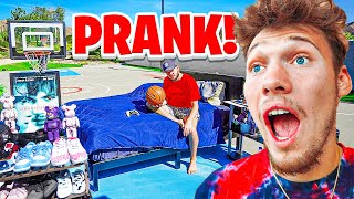 Moving ROOMATES Entire Room ONTO BASKETBALL COURT *PRANK*