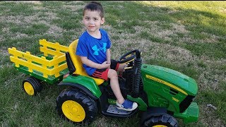 John Deere Ground Force Tractor with Trailer Peg Perego  Unboxing and Assembly | Toy Cars for kids