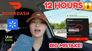 12 Hours Delivery Day 😱 60 Items Shop Order Big Mistake! Uber Eats Ride Along Door Dash  Spark