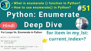 How To Use Enumerate Function In Python? | Python enumerate() Deep Dive With Examples - Hindi