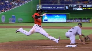 CWS@MIA: Hechavarria gets infield single, call stands