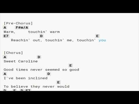 NEIL DIAMOND SWEET CAROLINE GUITAR CHORDS - YouTube