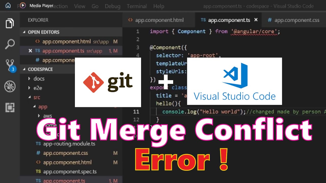 How To Resolve Git Merge Conflict Visual Studio Code Youtube