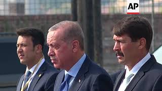 Turkish President Erdogan arrives in Budapest, meets President Ader