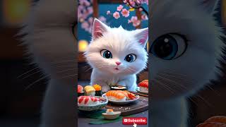 Mia eats Japanese sushi  #ai #cat #cute #mia #funny#shorts  #catmia #kitte #miaskitten