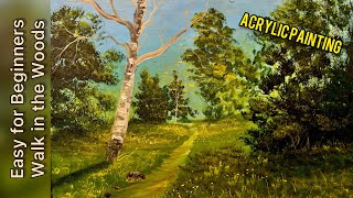 Acrylic painting Landscape Easy acrylic painting lesson