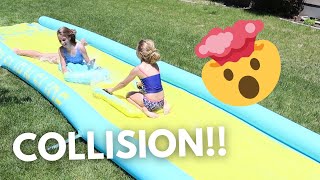 Slip And Slide Collision | Costco's Biggest Water Slide
