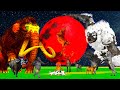 5 mammoths Buffalo Gorilla vs 5 giant tiger wolves Zombie fighting baby cows saved by Woolly Mammoth