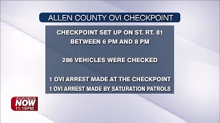 Highway Patrol report results from OVI Checkpoint in Allen County