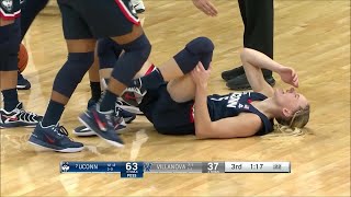 🫣 PAIGE BUECKERS KNEE INJURY on DIRTY PLAY! | UConn Huskies vs Villanova Women's Basketball