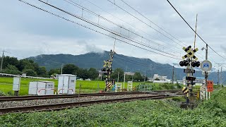 しなの鉄道線　田んぼ近くの小さな踏切