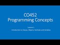 2021 BlueJ Lecture 1 - Classes and Objects