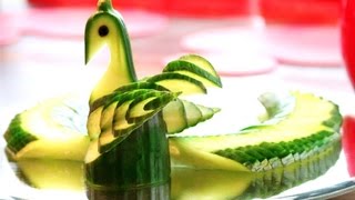 【 黄瓜孔雀的做法】 Art In Cucumber Peacock | Fruit Vegetable Carving Garnish