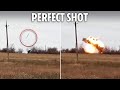 Ukrainian perfect shot HIMARS hits Russian Grad launcher setting off barrage of wild rockets