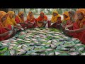 Tilapia Fish Curry - Village Ladies Cutting Huge Tilapia Fish & Cooking Fish Curry to feed Villagers