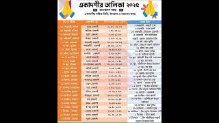 একাদশী তালিকা ২০২৫ || Ekadashi List 2025 || एकादशी सूची 2025 || একদশী বাংলাদেশ সময় অনুযায়ী ||