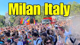 Milan Italy 🇮🇹 Milano Pride Parade 4K Walk Street Scenes Summer 2022