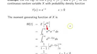 Moment Generating Functions -- Example 1
