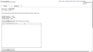 String-1 (firstHalf) Java Tutorial || Codingbat.com