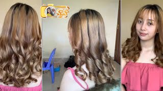 How to make curly halr. | របៀបធ្វើសក់មូលរួញ