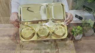 Nyra® Pure Brass/Peetal Bhojan Thali Divided Food Plate/Pital Sectioned Thali/Partition Plate