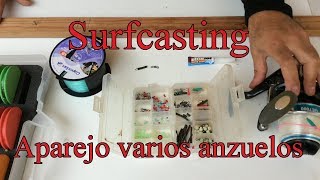 Iniciación al Surfcasting.  montaje de aparejo de pesca con varios anzuelos varios anzuelos. FÁCIL