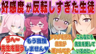 【SS】ブルアカ生徒たちの好感度が反転しすぎた結果、先生にとんでもなく重たい愛と欲望を向けるようになった世界線に対する反応集【ブルアカ/まとめ/反応集】