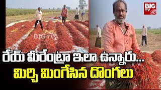 రేయ్ మీరేంట్రా ఇలా ఉన్నారు...మిర్చి మింగేసిన‌ దొంగ‌లు | Mirchi Robbery In Wyra at Khammam | BIG TV