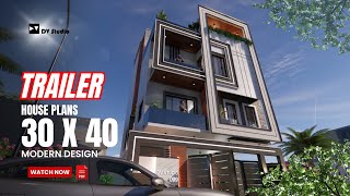 30x40 House Design | TRAILER | 4BHK + Office+ Studio | 135 Gaj | 1200 sqft || DV Studio