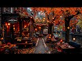 Unwind with Riverside Autumn Jazz - Cozy Fall Coffee Shop Ambience and Falling Autumn Leaves