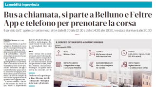 Bus a chiamata si parte a Feltre e a Belluno. Edicola Belùn di mercoledì 21 febbraio 2024