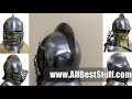 medieval burgonet helmet with bevor 14 gauge steel