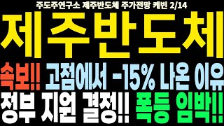 제주반도체 주가전망] 속보!! 고점에서 -15% 나온 이유 정부 지원 결정!! 폭등 임박!! feat.주도주연구소DS 케빈