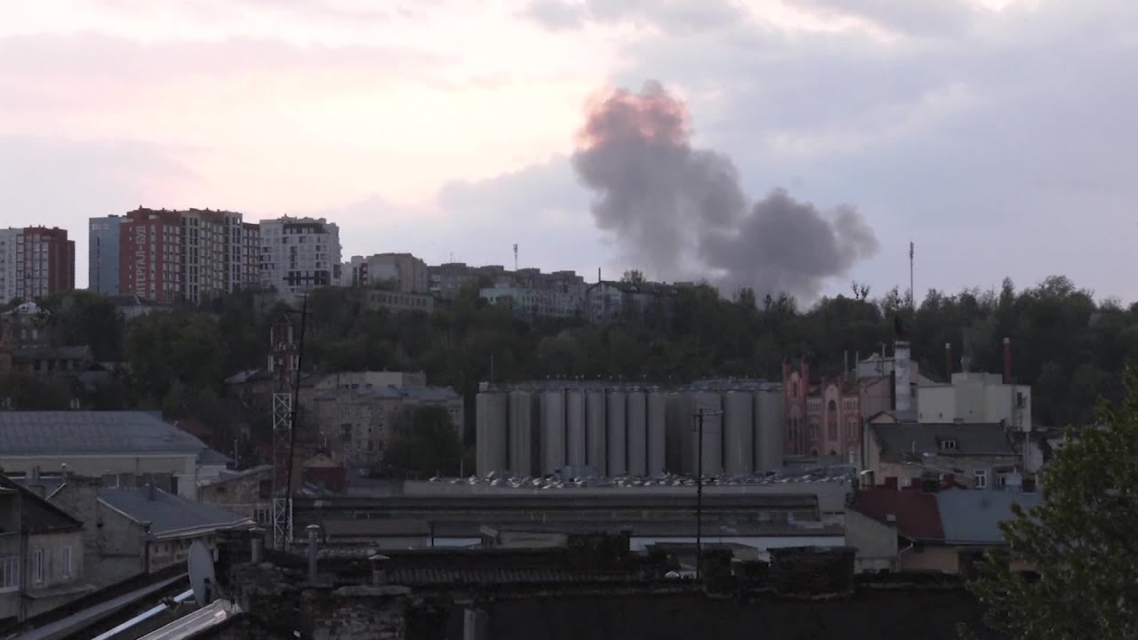 Smoke Rises Over Lviv After Russian Attack - YouTube