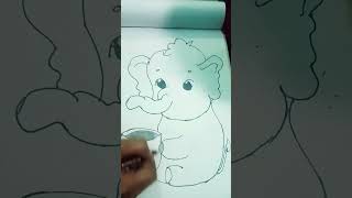 Baby elephant drawing with tea cup #ytshort #drawing #art #sketch