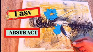 How to make Abstract Flower Painting on canvas Acrylic Easy Techniques / Palette Knife Technique