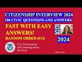 Citizenship Questions 2024 Fast and in Random Order with Easy Answers (Ver. 13)