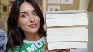 [asmr] book haul (soft spoken, page turning, tracing, reading)