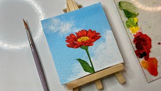 Easy flower painting/acrylic painting tutorial/ acrylic painting for beginners