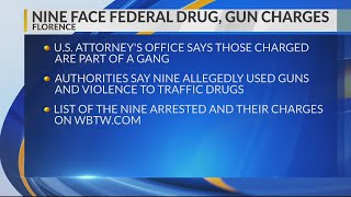 9 accused gang members charged with distributing drugs in Florence area