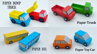 How To Make Paper Toy Vehicles ( CAR , TRUCK , BUS ) For Kids / Nursery Craft Ideas / KIDS crafts