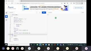 prime number program using function with no return type and no parameters