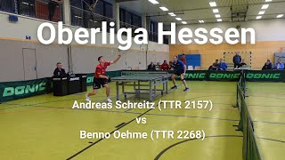 Bundesligaspieler in der Oberliga!| Oberliga Hessen | A. Schreitz (TTR 2150) vs B. Oehme (TTR 2268)