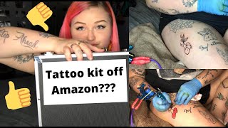 Tattooing myself|Reviewing Amazon tattoo kit!