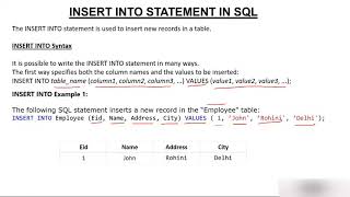 SQL INSERT INTO in Hindi