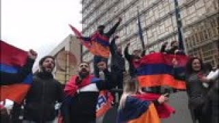 Armenians protest near EU buildings in Brussels