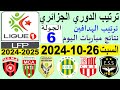 ترتيب الدوري الجزائري وترتيب الهدافين الجولة 6 اليوم السبت 26-10-2024 - نتائج مباريات اليوم